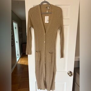 Autumn Cashmere Light Tan Ribbed Cardigan